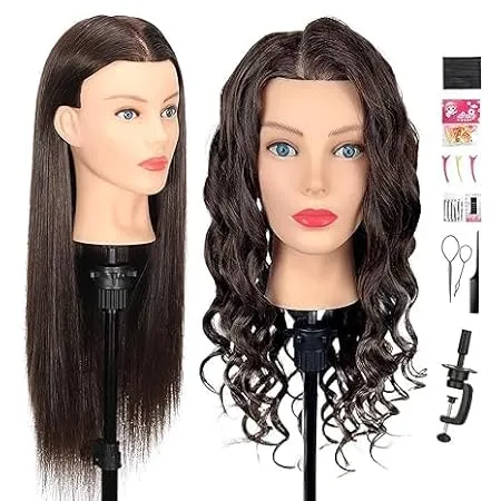 Mannequin Head Human Hair- Cosmetology Manikin Doll Head